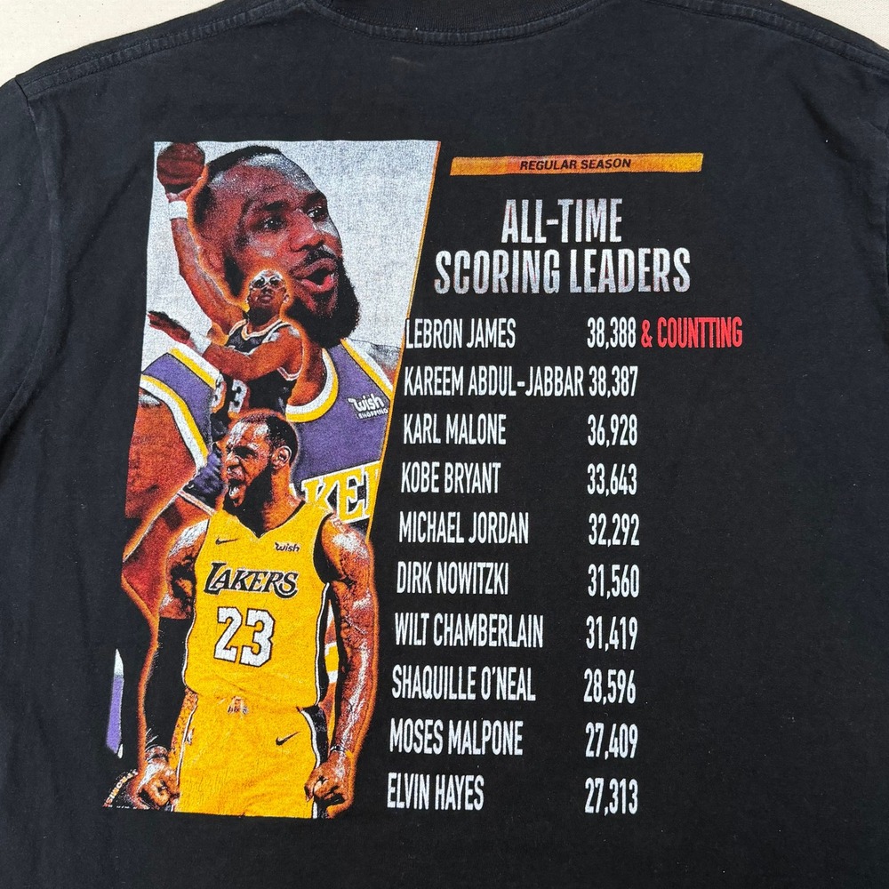 LeBron James All-Time Leading Scorer Lakers Black Graphic T-Shirt Mens XL - Picture 2 of 7